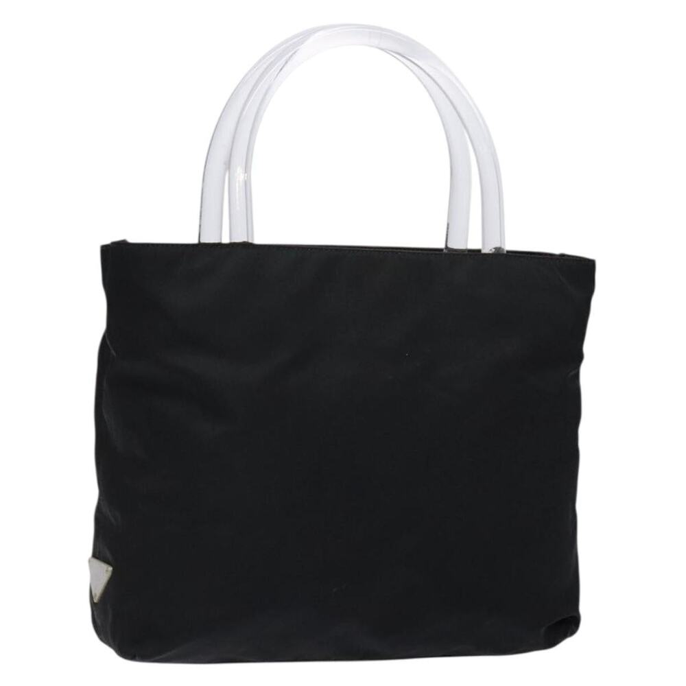 PRADA Hand Bag Nylon Black Silver